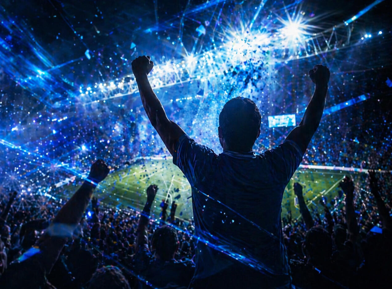 Siegesfeier im Stadion bei Nacht Siegesfeier im Stadion bei Nacht